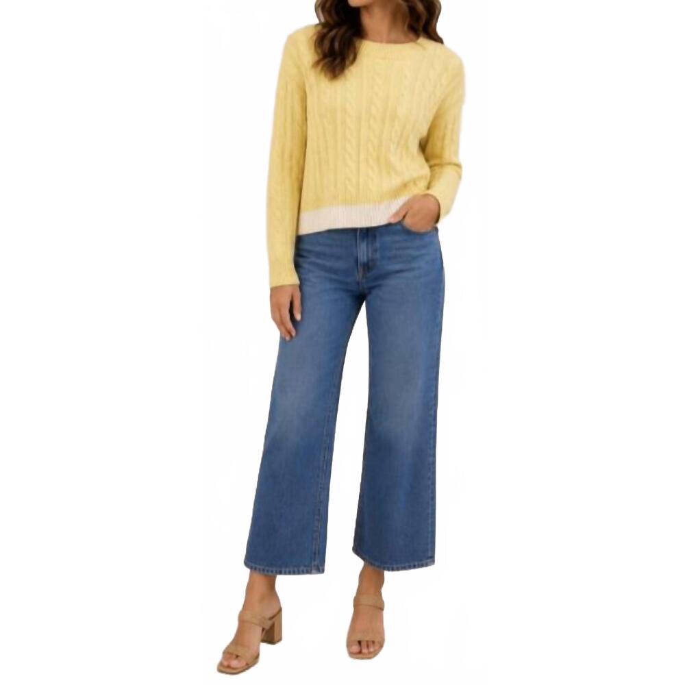 NEW PISSENLIT layered cable crew sweater in lemon
